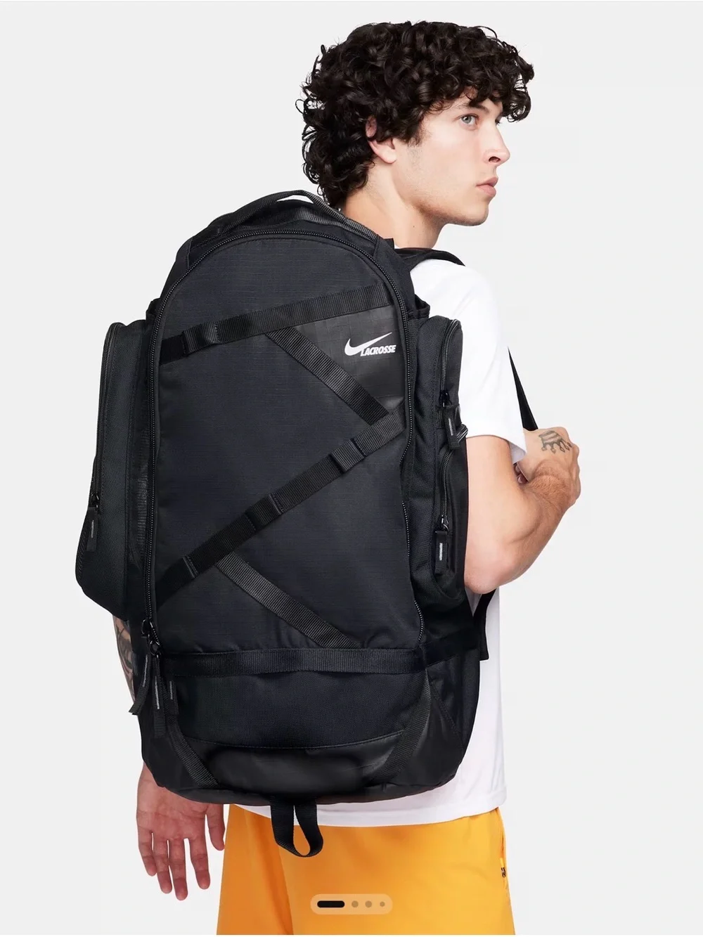 Nike Game Day Lacrosse Backpack Large 68L Black Gear Bag Stick Holder BPGD-010